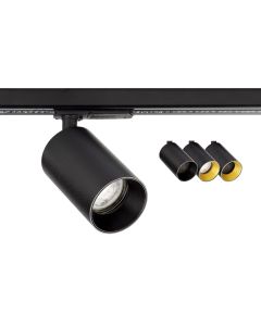 DUKE 1-fase railspot GU10 incl. honeycomb en gouden ring - Zwart